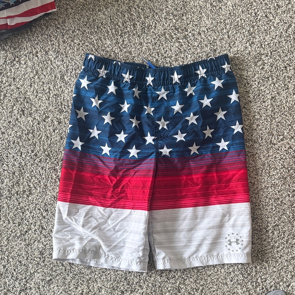 Under Armour Blue and Red Star-Striped Men's Athletic Shorts